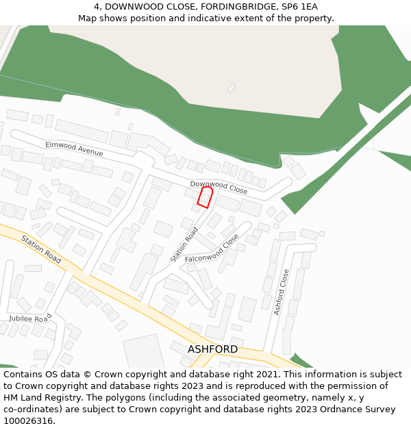 4, DOWNWOOD CLOSE, FORDINGBRIDGE, SP6 1EA: Location map and indicative extent of plot