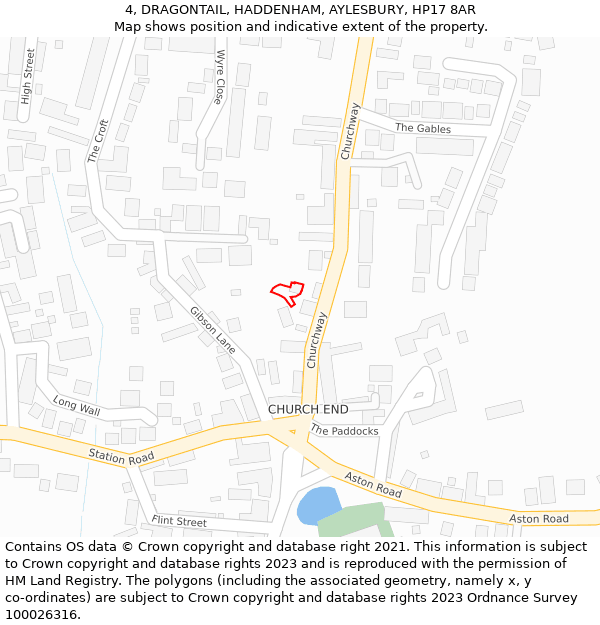 4, DRAGONTAIL, HADDENHAM, AYLESBURY, HP17 8AR: Location map and indicative extent of plot