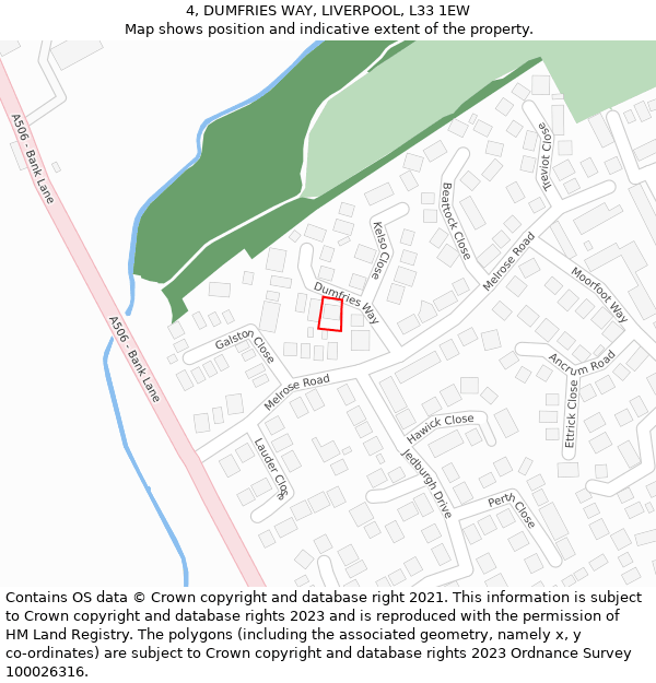 4, DUMFRIES WAY, LIVERPOOL, L33 1EW: Location map and indicative extent of plot