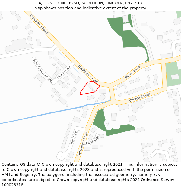 4, DUNHOLME ROAD, SCOTHERN, LINCOLN, LN2 2UD: Location map and indicative extent of plot