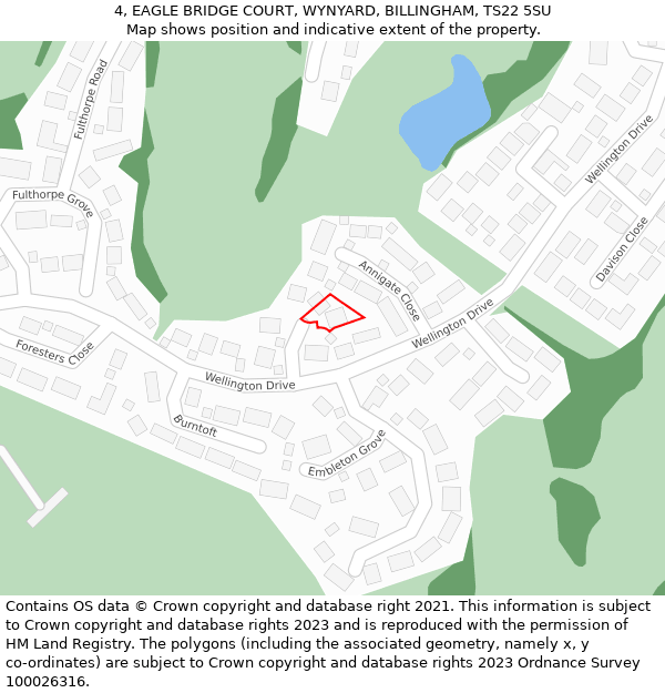 4, EAGLE BRIDGE COURT, WYNYARD, BILLINGHAM, TS22 5SU: Location map and indicative extent of plot