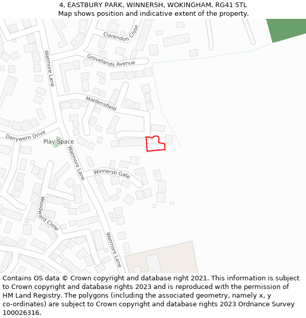 4, EASTBURY PARK, WINNERSH, WOKINGHAM, RG41 5TL: Location map and indicative extent of plot
