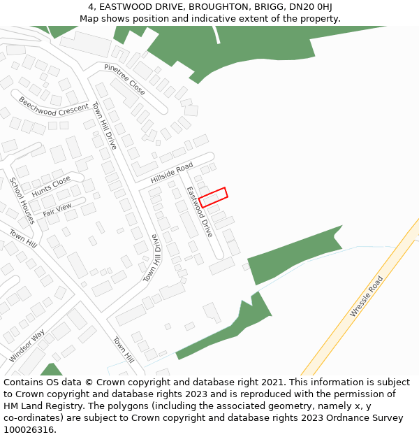 4, EASTWOOD DRIVE, BROUGHTON, BRIGG, DN20 0HJ: Location map and indicative extent of plot