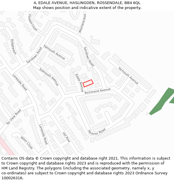 4, EDALE AVENUE, HASLINGDEN, ROSSENDALE, BB4 6QL: Location map and indicative extent of plot