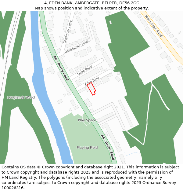 4, EDEN BANK, AMBERGATE, BELPER, DE56 2GG: Location map and indicative extent of plot