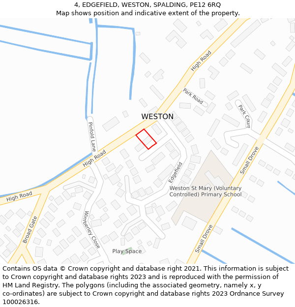 4, EDGEFIELD, WESTON, SPALDING, PE12 6RQ: Location map and indicative extent of plot