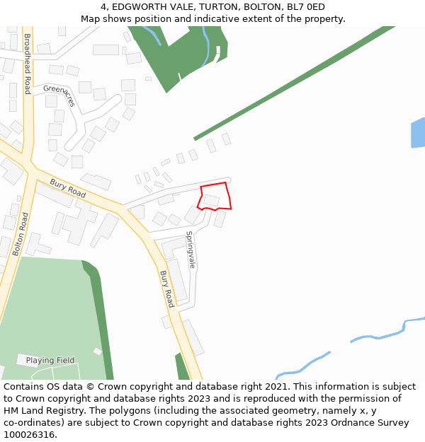 4, EDGWORTH VALE, TURTON, BOLTON, BL7 0ED: Location map and indicative extent of plot