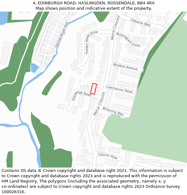 4, EDINBURGH ROAD, HASLINGDEN, ROSSENDALE, BB4 4RA: Location map and indicative extent of plot