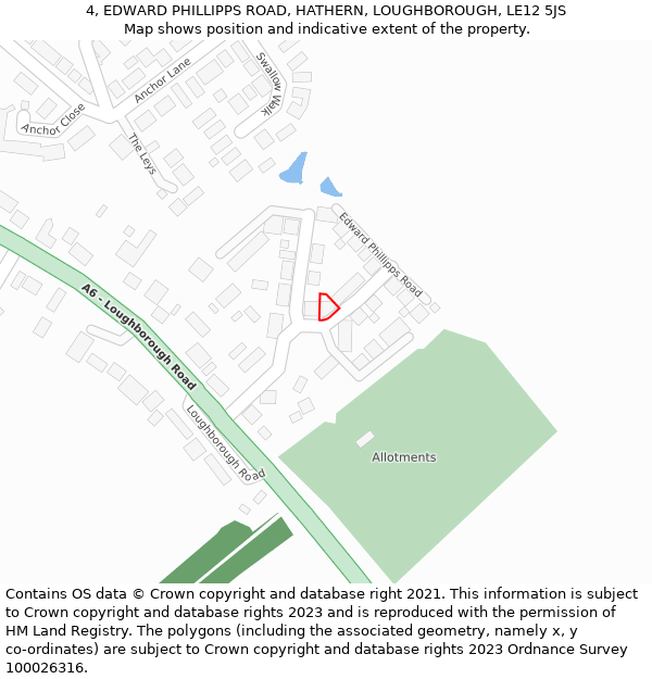 4, EDWARD PHILLIPPS ROAD, HATHERN, LOUGHBOROUGH, LE12 5JS: Location map and indicative extent of plot