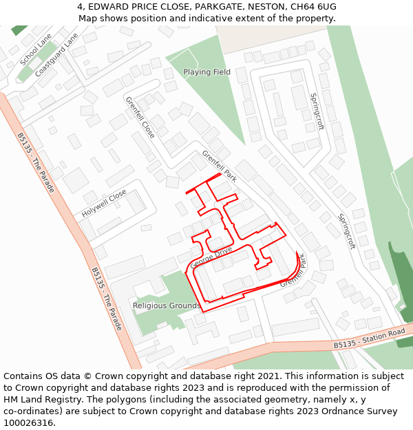 4, EDWARD PRICE CLOSE, PARKGATE, NESTON, CH64 6UG: Location map and indicative extent of plot