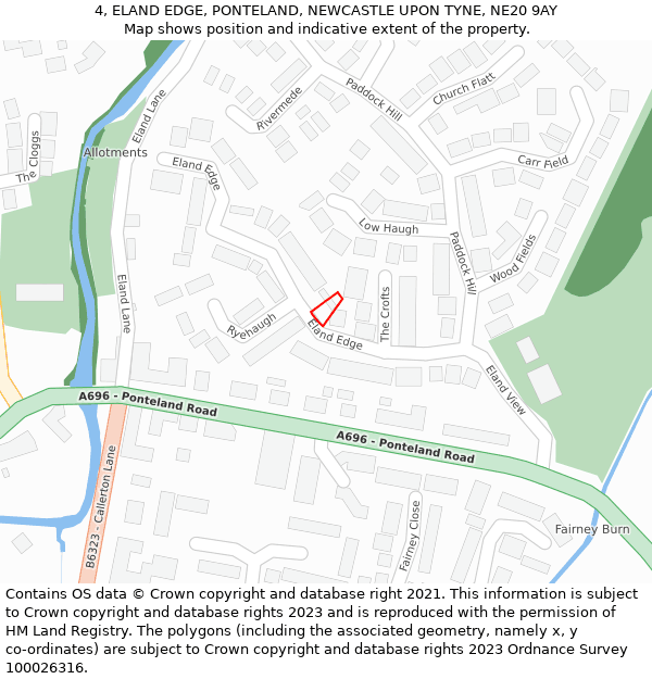 4, ELAND EDGE, PONTELAND, NEWCASTLE UPON TYNE, NE20 9AY: Location map and indicative extent of plot