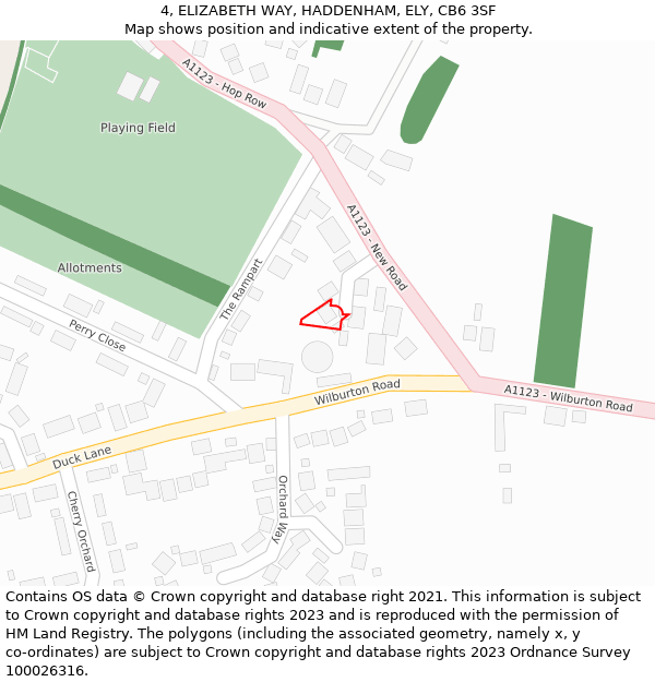 4, ELIZABETH WAY, HADDENHAM, ELY, CB6 3SF: Location map and indicative extent of plot