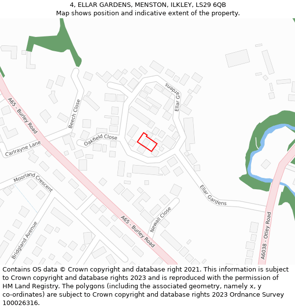 4, ELLAR GARDENS, MENSTON, ILKLEY, LS29 6QB: Location map and indicative extent of plot