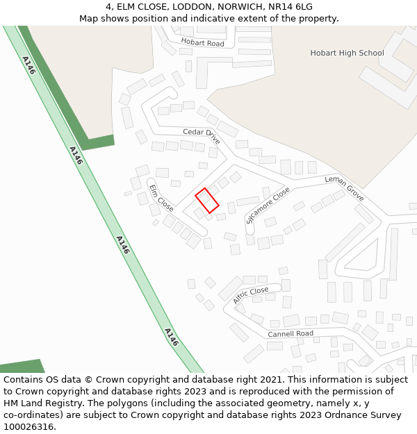 4, ELM CLOSE, LODDON, NORWICH, NR14 6LG: Location map and indicative extent of plot