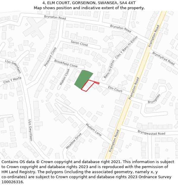 4, ELM COURT, GORSEINON, SWANSEA, SA4 4XT: Location map and indicative extent of plot