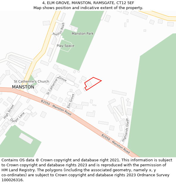 4, ELM GROVE, MANSTON, RAMSGATE, CT12 5EF: Location map and indicative extent of plot