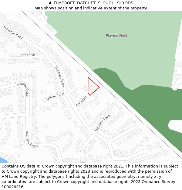 4, ELMCROFT, DATCHET, SLOUGH, SL3 9DS: Location map and indicative extent of plot