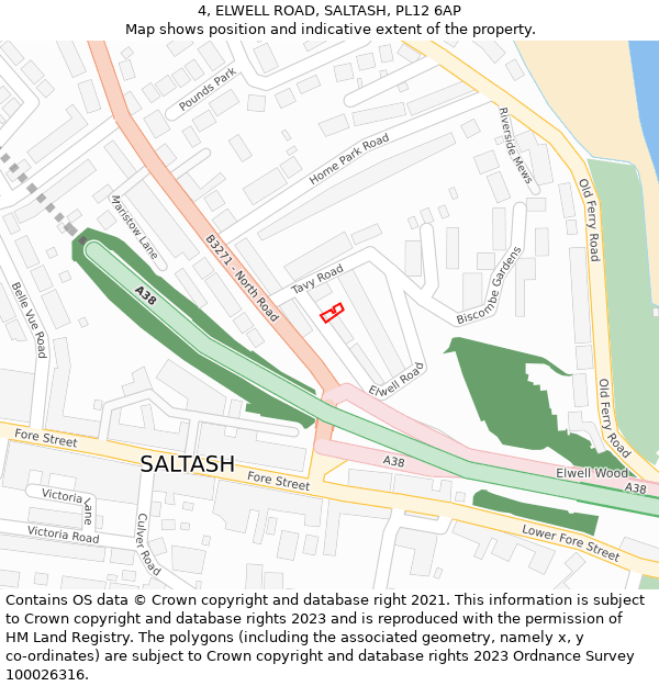 4, ELWELL ROAD, SALTASH, PL12 6AP: Location map and indicative extent of plot