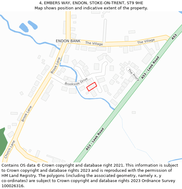 4, EMBERS WAY, ENDON, STOKE-ON-TRENT, ST9 9HE: Location map and indicative extent of plot