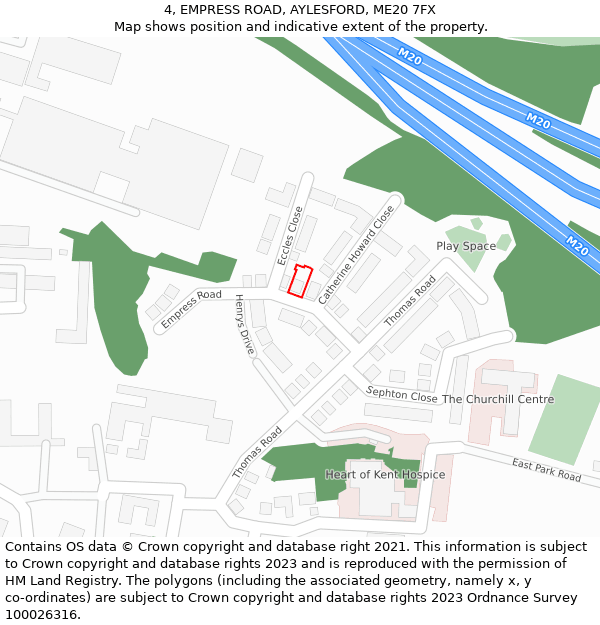 4, EMPRESS ROAD, AYLESFORD, ME20 7FX: Location map and indicative extent of plot