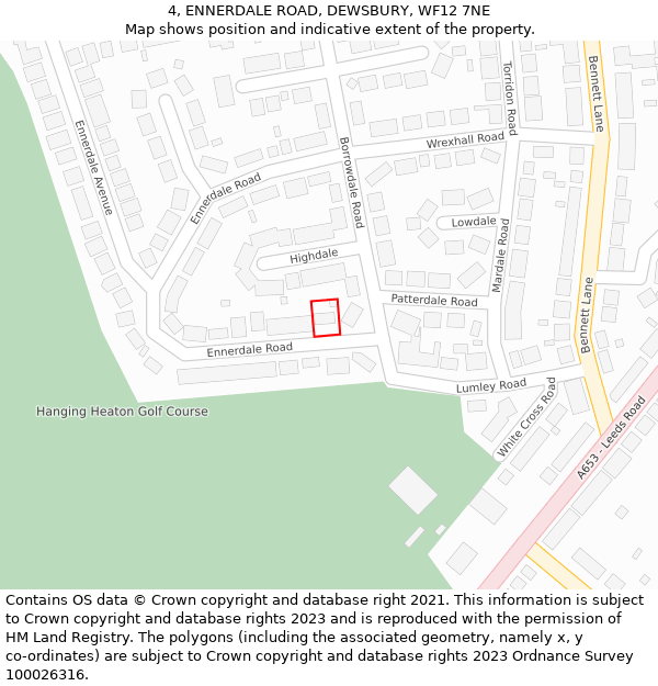 4, ENNERDALE ROAD, DEWSBURY, WF12 7NE: Location map and indicative extent of plot