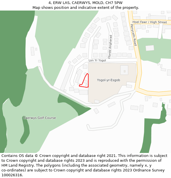 4, ERW LAS, CAERWYS, MOLD, CH7 5PW: Location map and indicative extent of plot