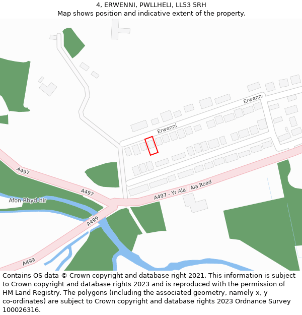 4, ERWENNI, PWLLHELI, LL53 5RH: Location map and indicative extent of plot
