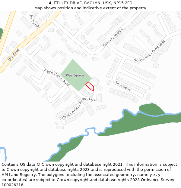 4, ETHLEY DRIVE, RAGLAN, USK, NP15 2FD: Location map and indicative extent of plot