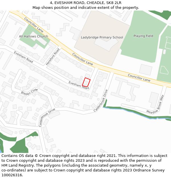 4, EVESHAM ROAD, CHEADLE, SK8 2LR: Location map and indicative extent of plot