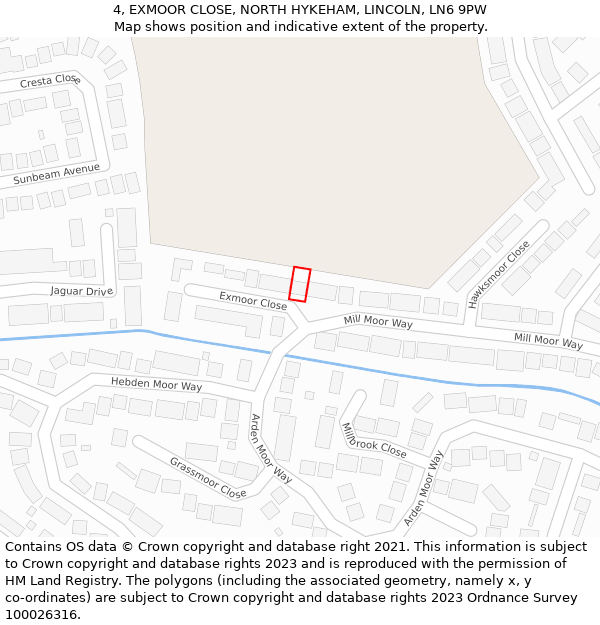 4, EXMOOR CLOSE, NORTH HYKEHAM, LINCOLN, LN6 9PW: Location map and indicative extent of plot