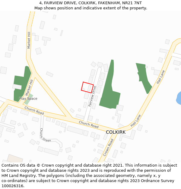4, FAIRVIEW DRIVE, COLKIRK, FAKENHAM, NR21 7NT: Location map and indicative extent of plot