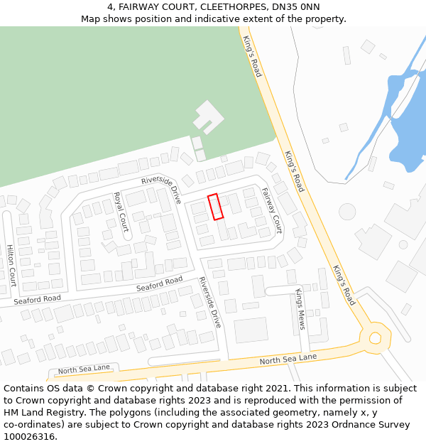 4, FAIRWAY COURT, CLEETHORPES, DN35 0NN: Location map and indicative extent of plot