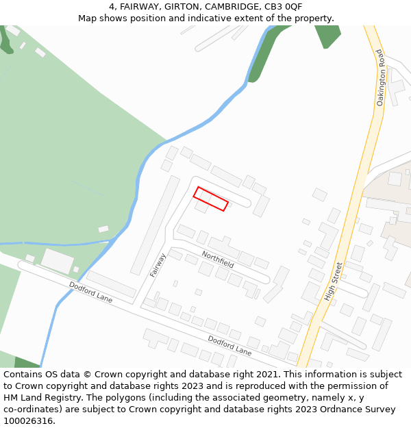 4, FAIRWAY, GIRTON, CAMBRIDGE, CB3 0QF: Location map and indicative extent of plot