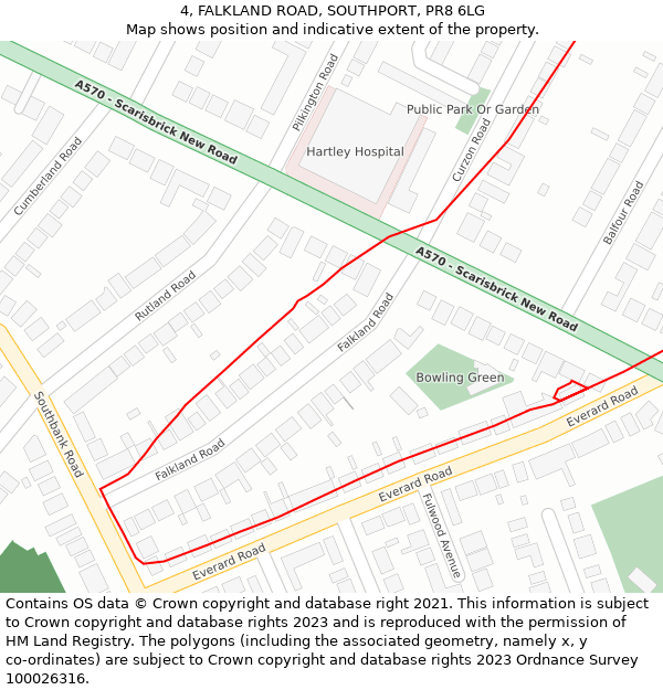 4, FALKLAND ROAD, SOUTHPORT, PR8 6LG: Location map and indicative extent of plot