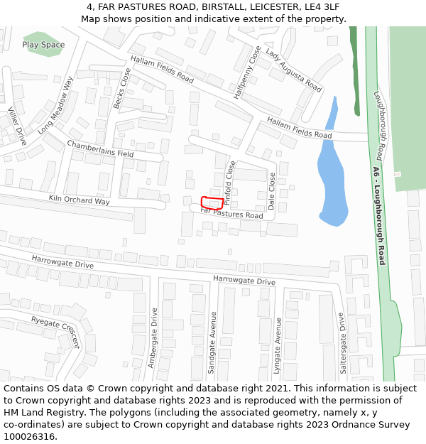 4, FAR PASTURES ROAD, BIRSTALL, LEICESTER, LE4 3LF: Location map and indicative extent of plot