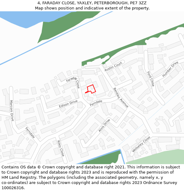 4, FARADAY CLOSE, YAXLEY, PETERBOROUGH, PE7 3ZZ: Location map and indicative extent of plot