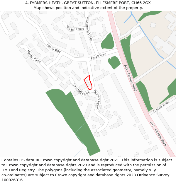 4, FARMERS HEATH, GREAT SUTTON, ELLESMERE PORT, CH66 2GX: Location map and indicative extent of plot