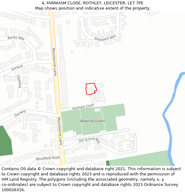 4, FARNHAM CLOSE, ROTHLEY, LEICESTER, LE7 7PE: Location map and indicative extent of plot