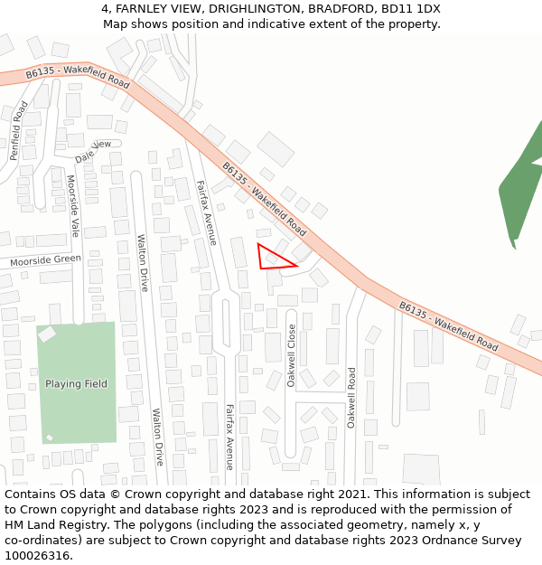 4, FARNLEY VIEW, DRIGHLINGTON, BRADFORD, BD11 1DX: Location map and indicative extent of plot