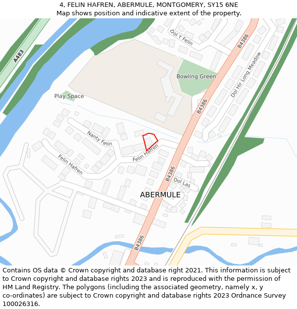 4, FELIN HAFREN, ABERMULE, MONTGOMERY, SY15 6NE: Location map and indicative extent of plot