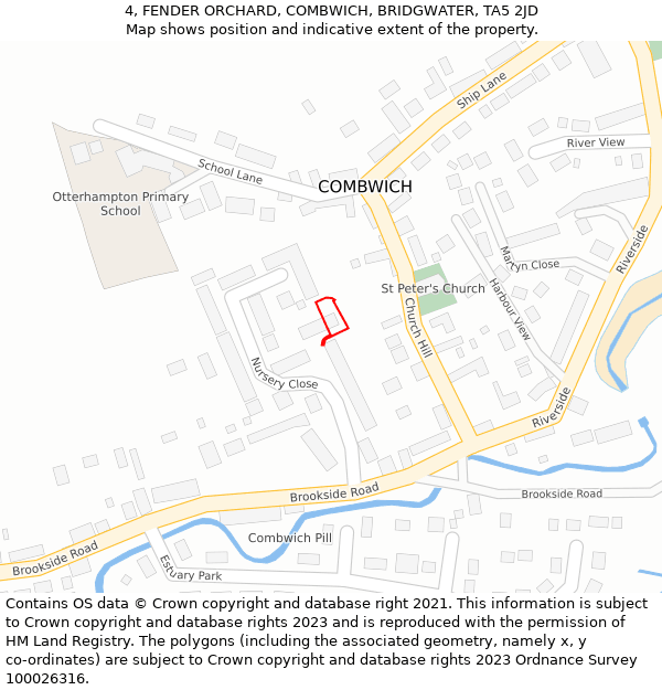 4, FENDER ORCHARD, COMBWICH, BRIDGWATER, TA5 2JD: Location map and indicative extent of plot