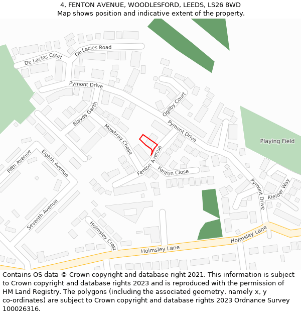 4, FENTON AVENUE, WOODLESFORD, LEEDS, LS26 8WD: Location map and indicative extent of plot