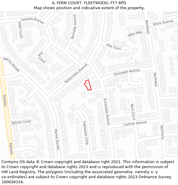 4, FERN COURT, FLEETWOOD, FY7 8PD: Location map and indicative extent of plot