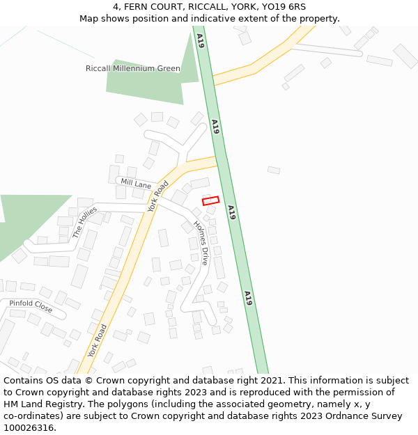 4, FERN COURT, RICCALL, YORK, YO19 6RS: Location map and indicative extent of plot