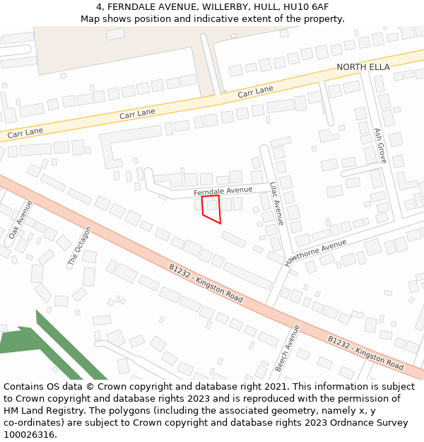 4, FERNDALE AVENUE, WILLERBY, HULL, HU10 6AF: Location map and indicative extent of plot