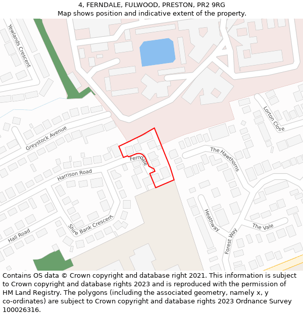 4, FERNDALE, FULWOOD, PRESTON, PR2 9RG: Location map and indicative extent of plot