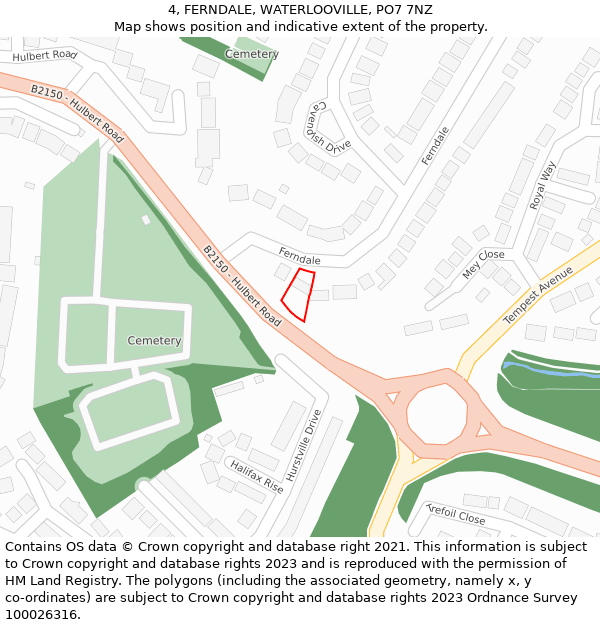 4, FERNDALE, WATERLOOVILLE, PO7 7NZ: Location map and indicative extent of plot