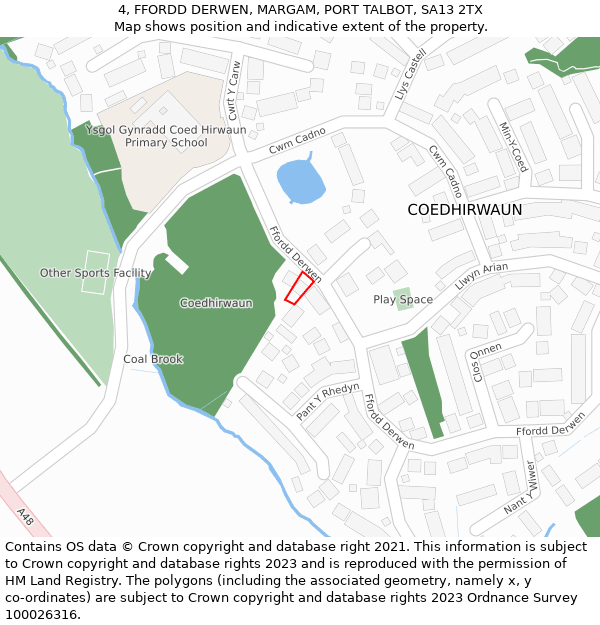 4, FFORDD DERWEN, MARGAM, PORT TALBOT, SA13 2TX: Location map and indicative extent of plot