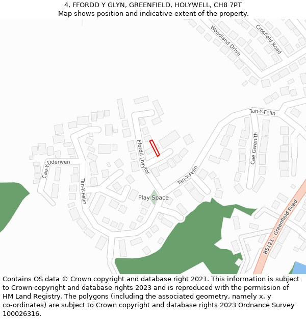 4, FFORDD Y GLYN, GREENFIELD, HOLYWELL, CH8 7PT: Location map and indicative extent of plot