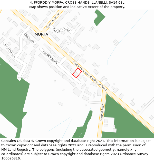 4, FFORDD Y MORFA, CROSS HANDS, LLANELLI, SA14 6SL: Location map and indicative extent of plot